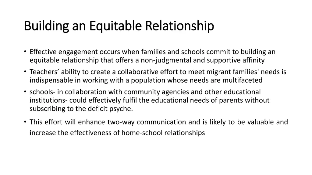 building an equitable relationship building