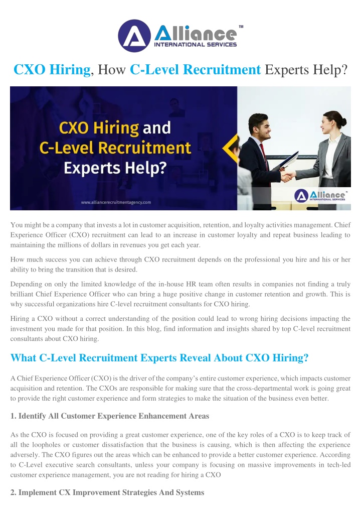 cxo hiring how c level recruitment experts help