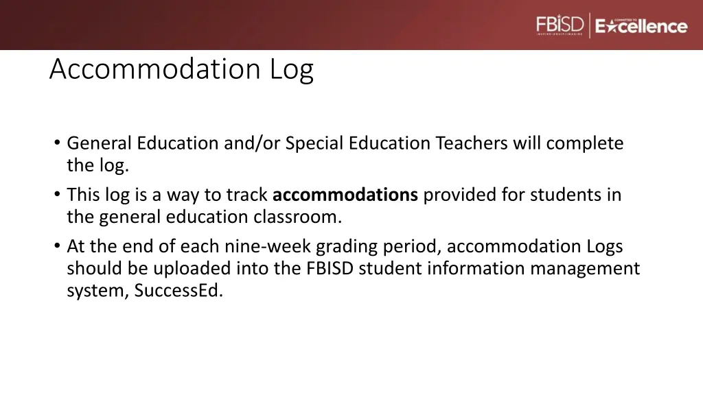 accommodation log