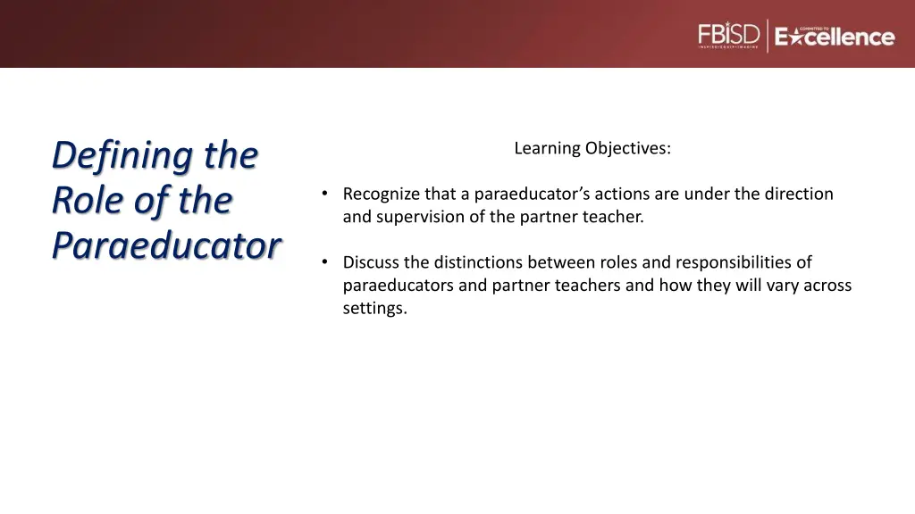 defining the role of the paraeducator