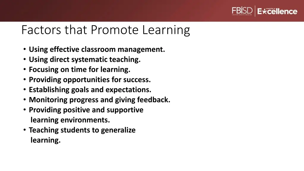 factors that promote learning