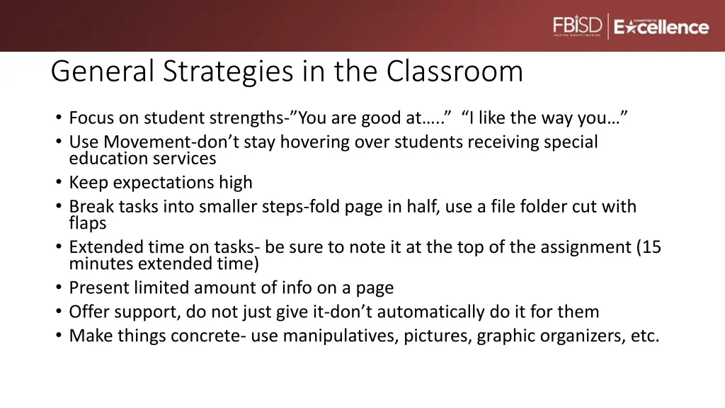 general strategies in the classroom