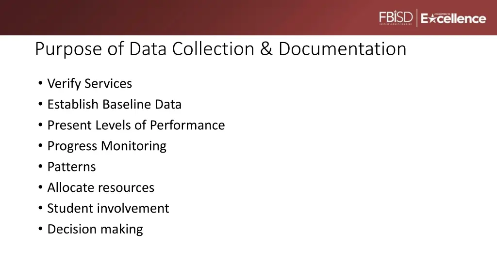 purpose of data collection documentation