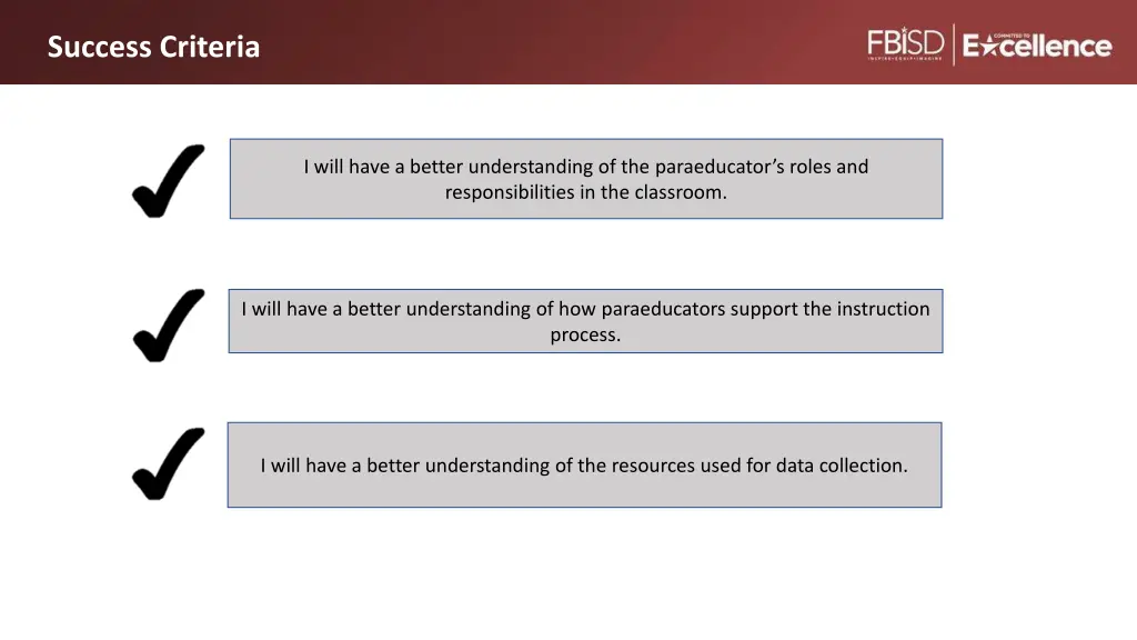 success criteria