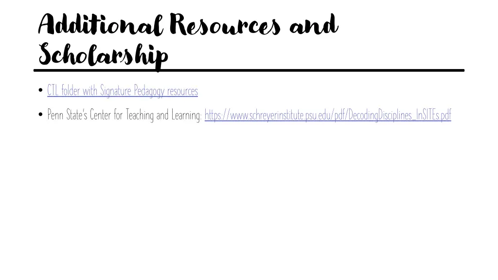 additional resources and scholarship ctl folder