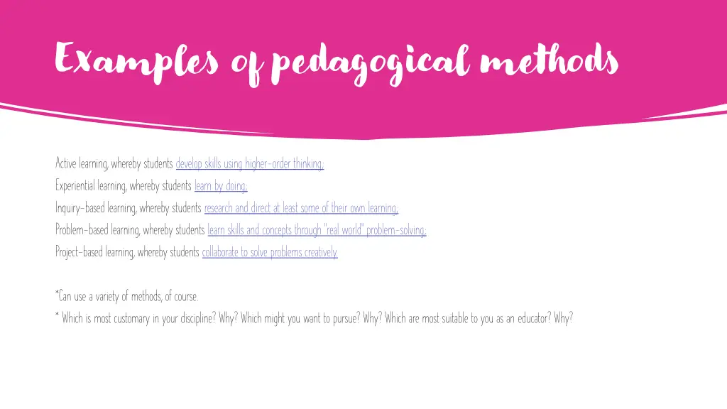 examples of pedagogical methods