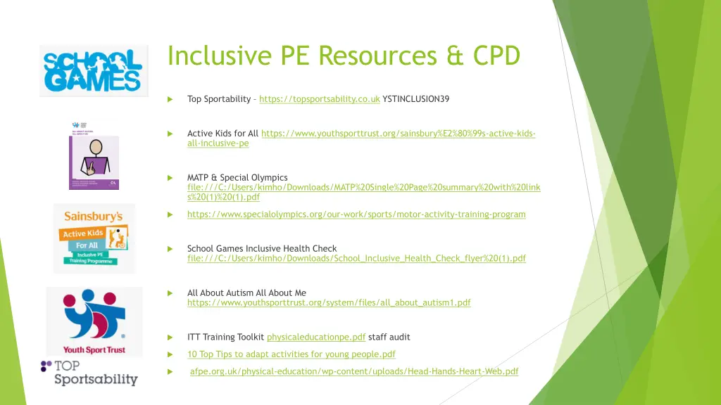 inclusive pe resources cpd