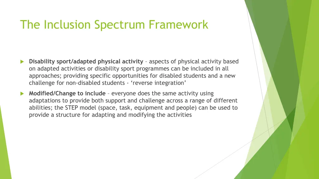 the inclusion spectrum framework 1