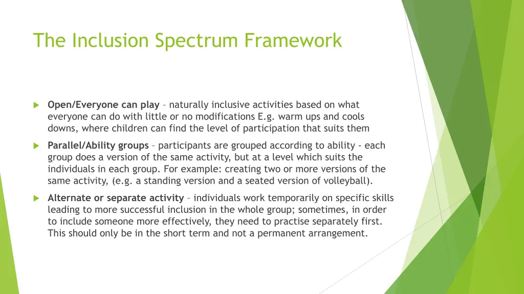 the inclusion spectrum framework