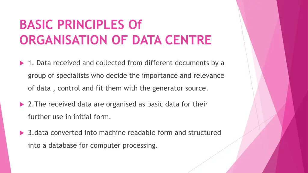 basic principles of organisation of data centre