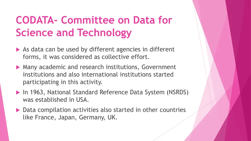 codata committee on data for science