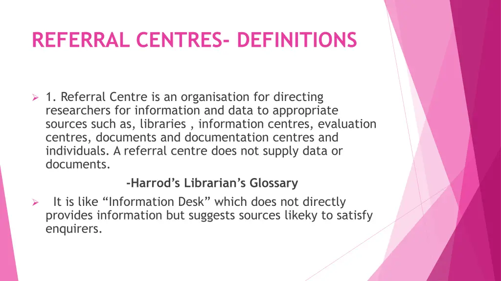 referral centres definitions