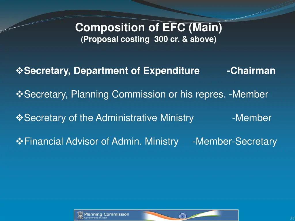 composition of efc main proposal costing