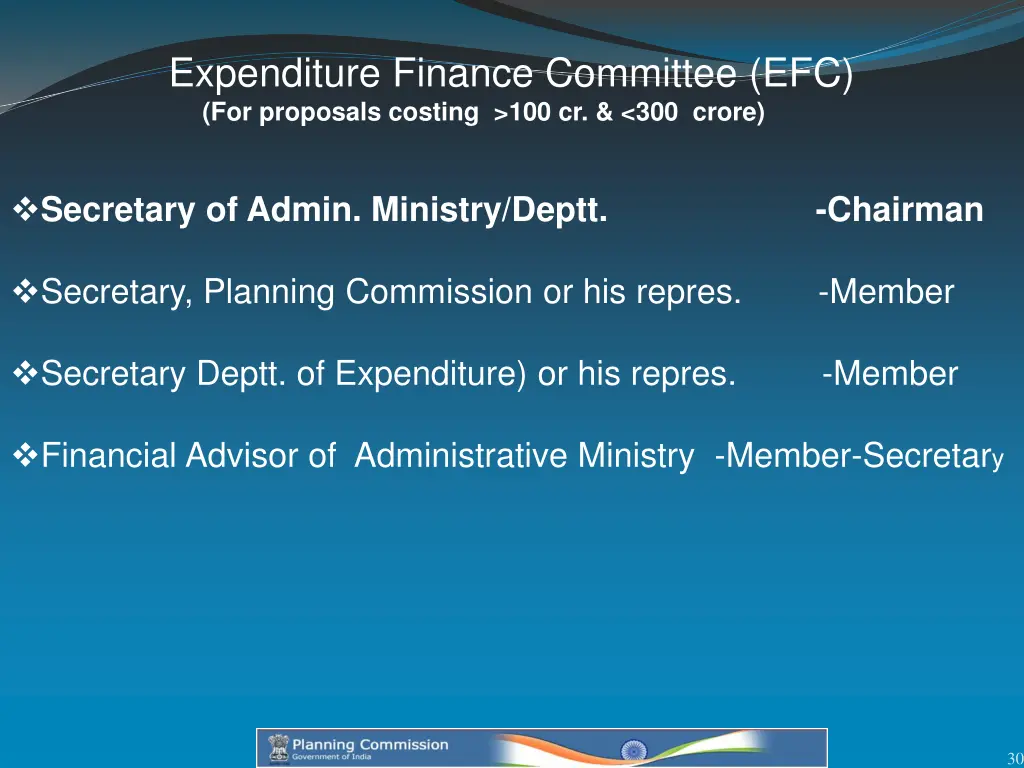 expenditure finance committee efc for proposals