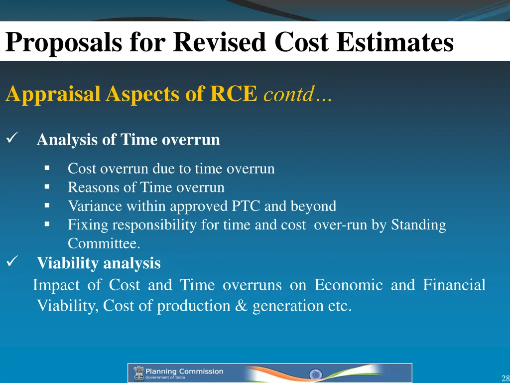 proposals for revised cost estimates 1