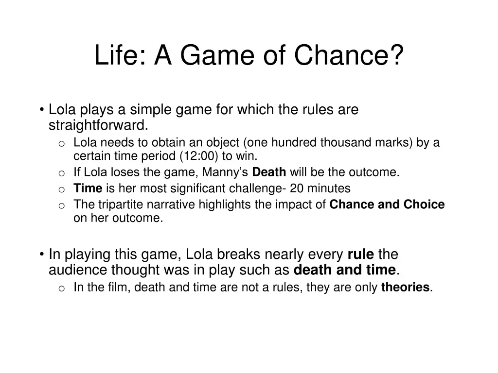 life a game of chance