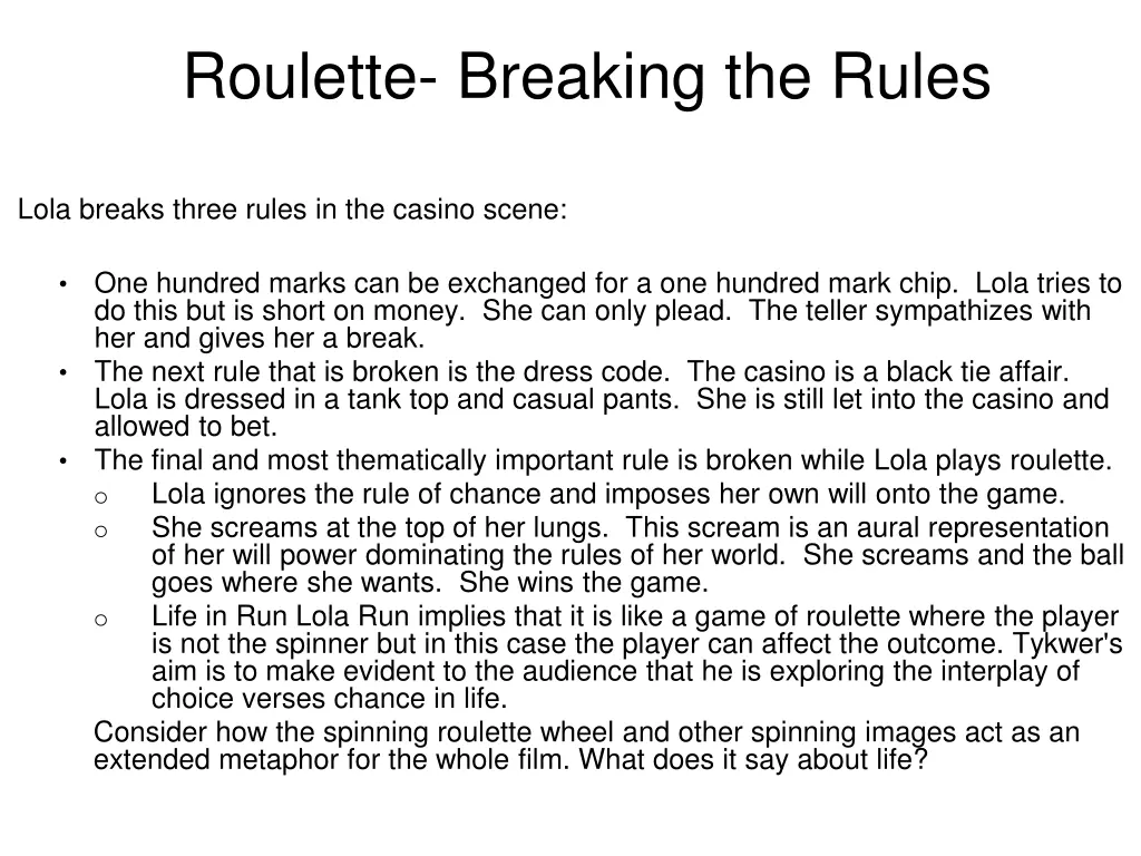 roulette breaking the rules