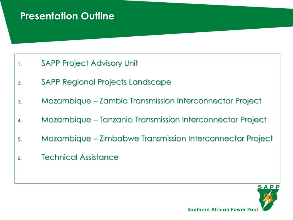 presentation outline