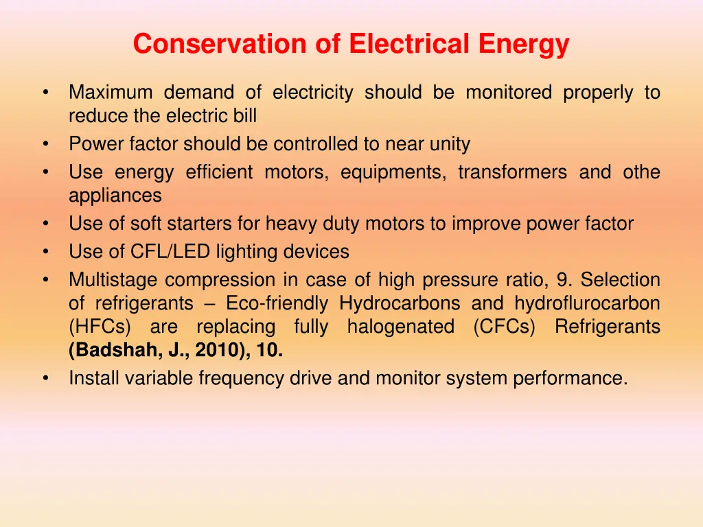 conservation of electrical energy