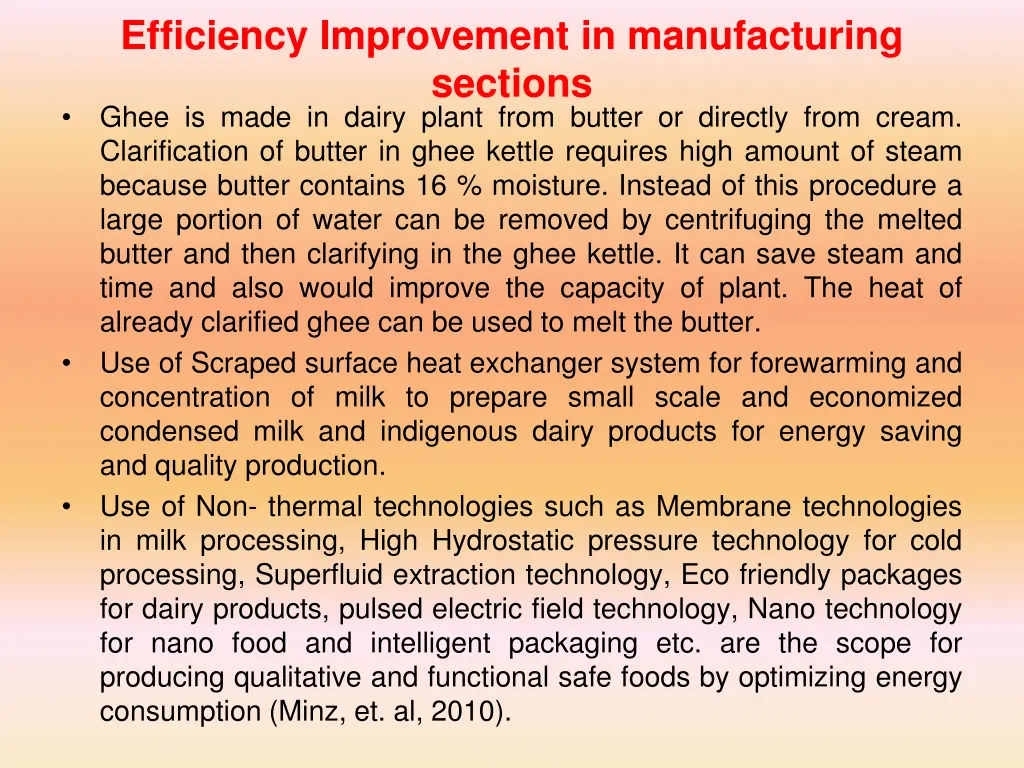 efficiency improvement in manufacturing sections