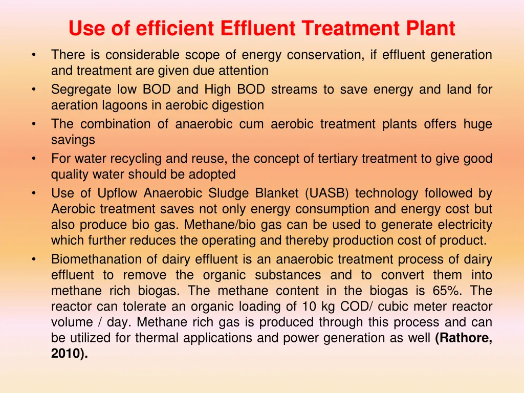 use of efficient effluent treatment plant