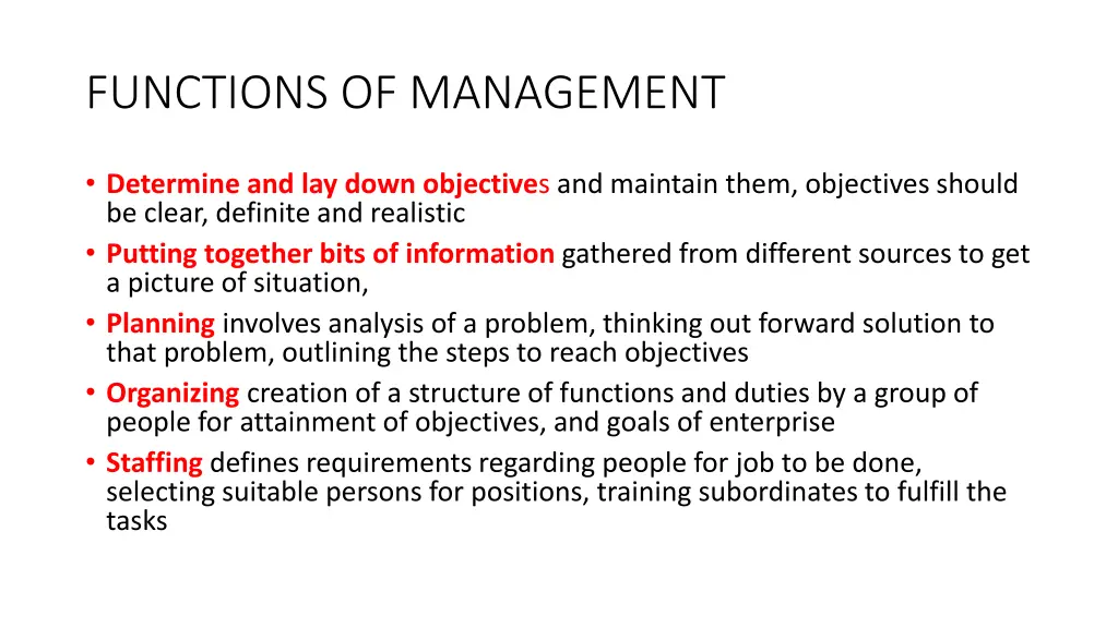 functions of management