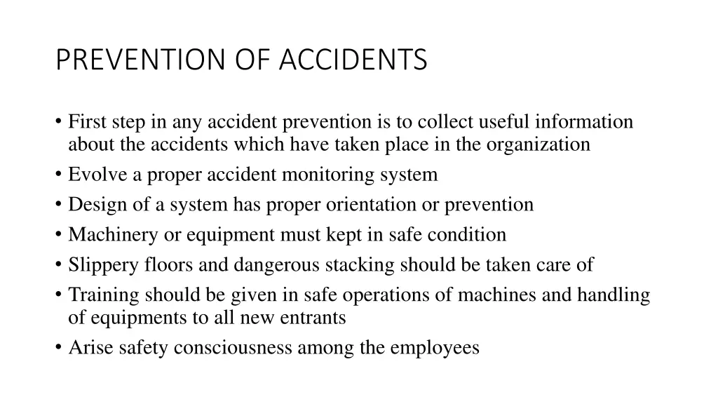 prevention of accidents