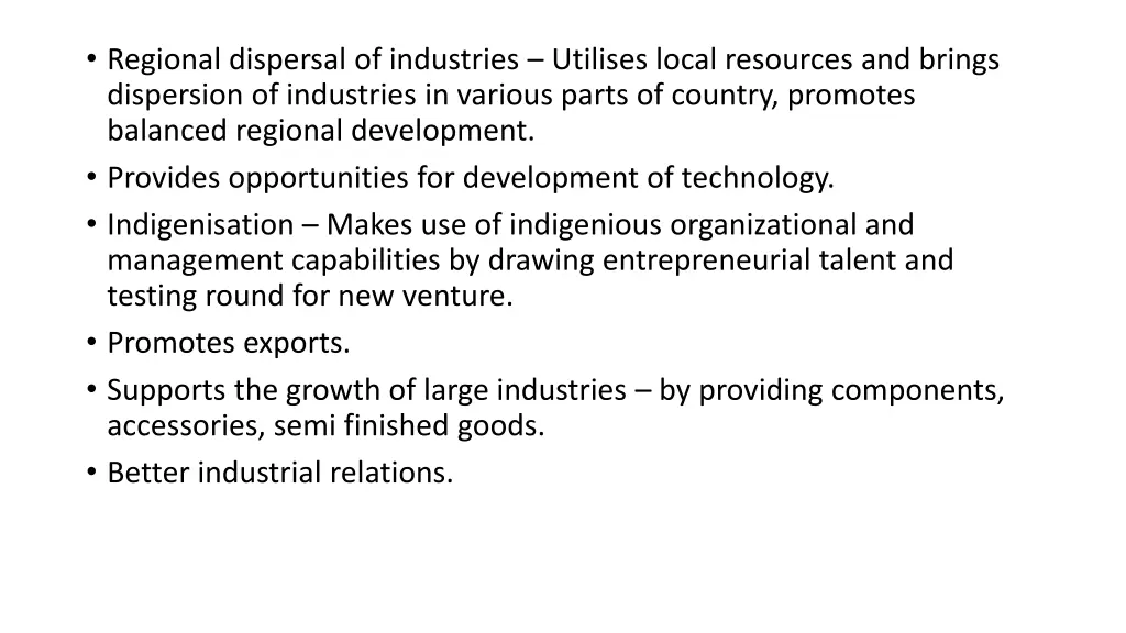 regional dispersal of industries utilises local