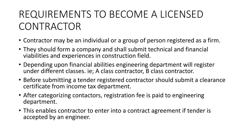 requirements to become a licensed contractor