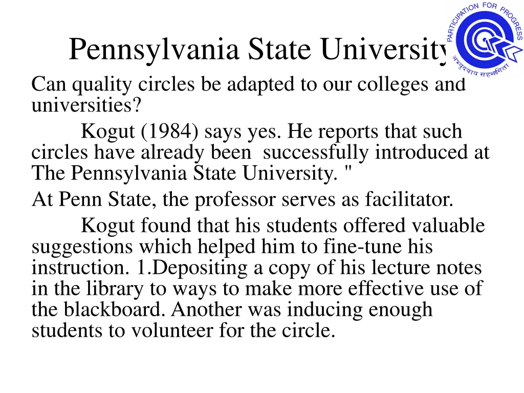 pennsylvania state university can quality circles