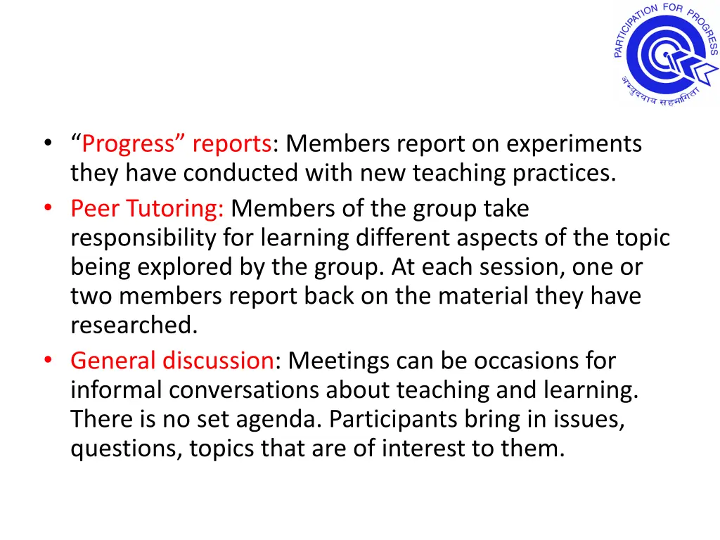 progress reports members report on experiments