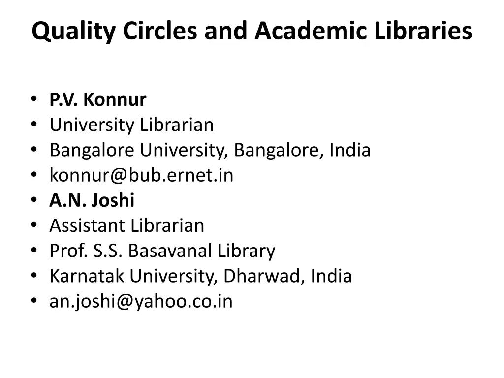 quality circles and academic libraries