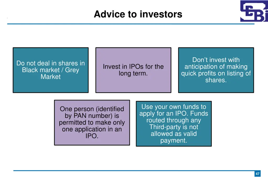 advice to investors