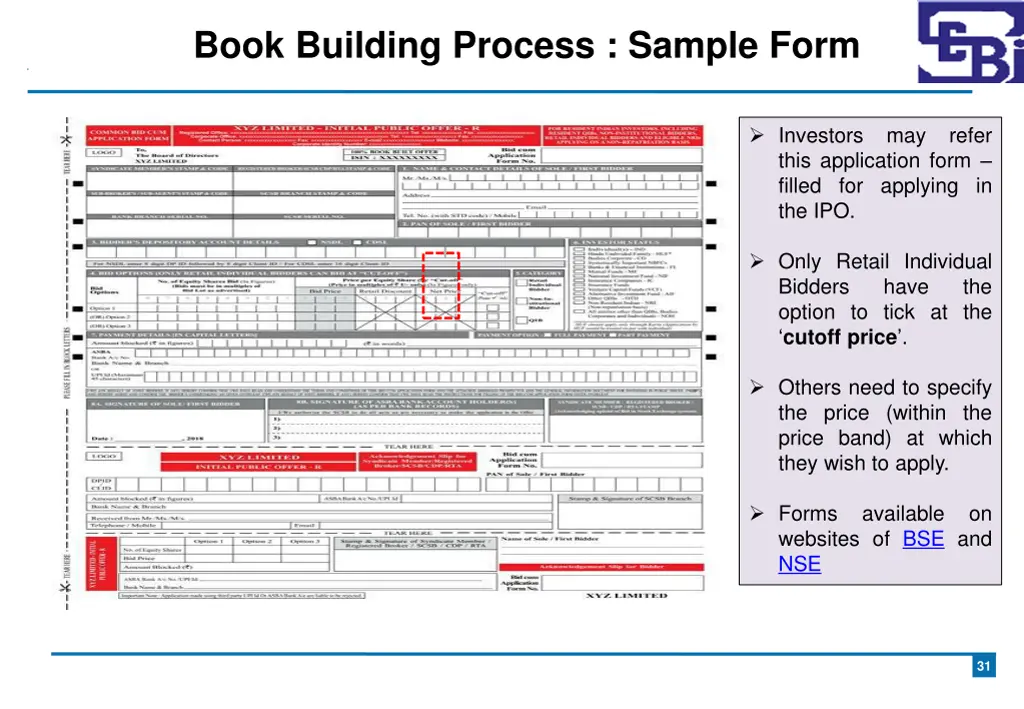 book building process sample form