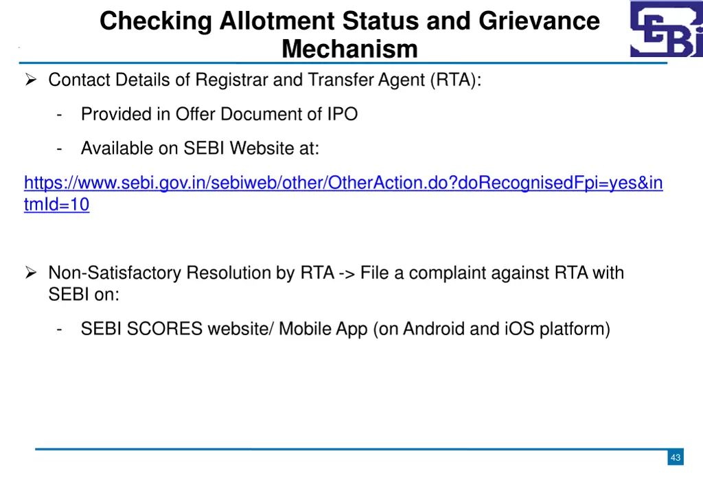 checking allotment status and grievance mechanism 1