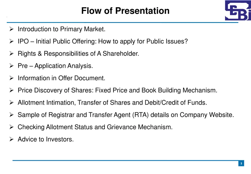 flow of presentation