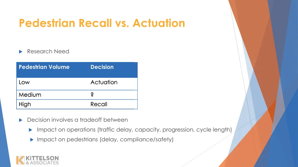 pedestrian recall vs actuation