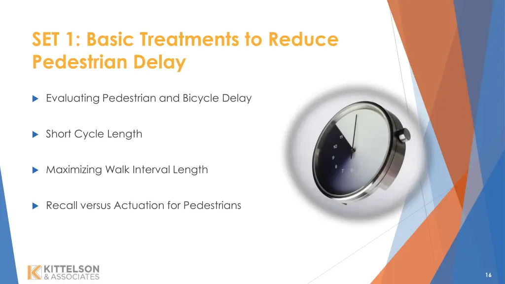 set 1 basic treatments to reduce pedestrian delay