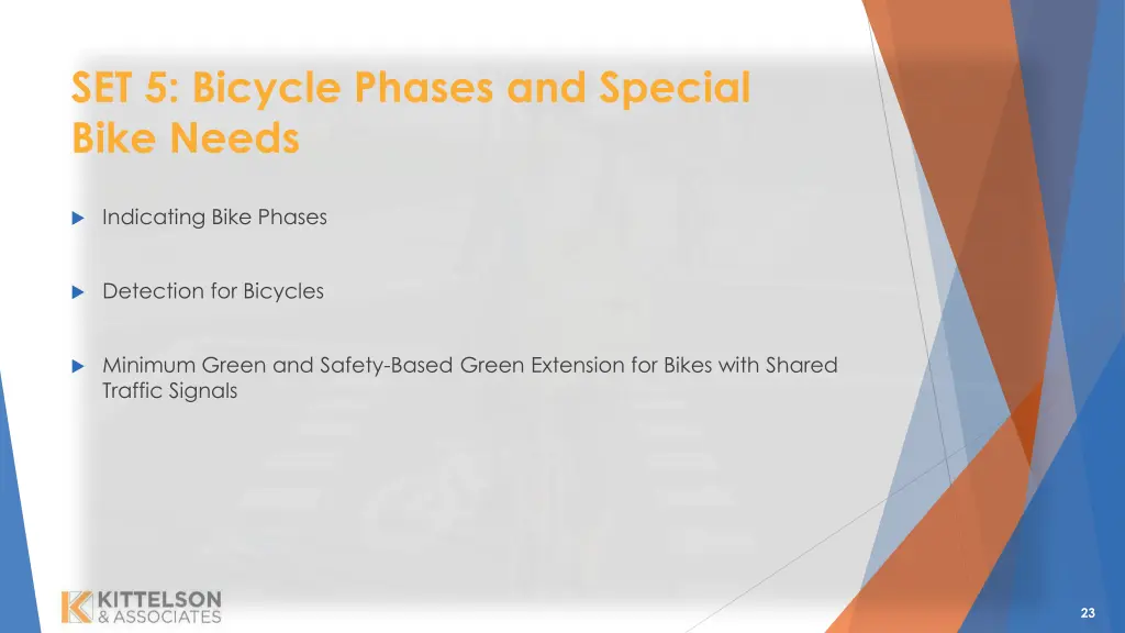 set 5 bicycle phases and special bike needs