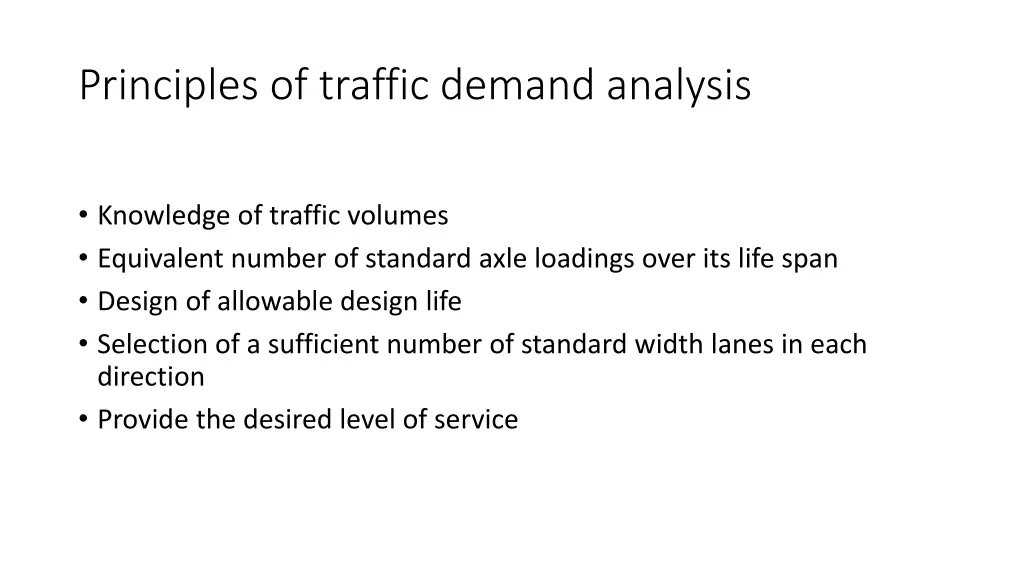 principles of traffic demand analysis