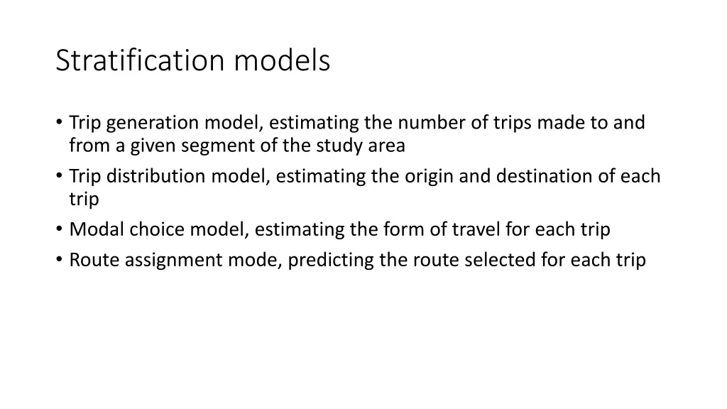 stratification models