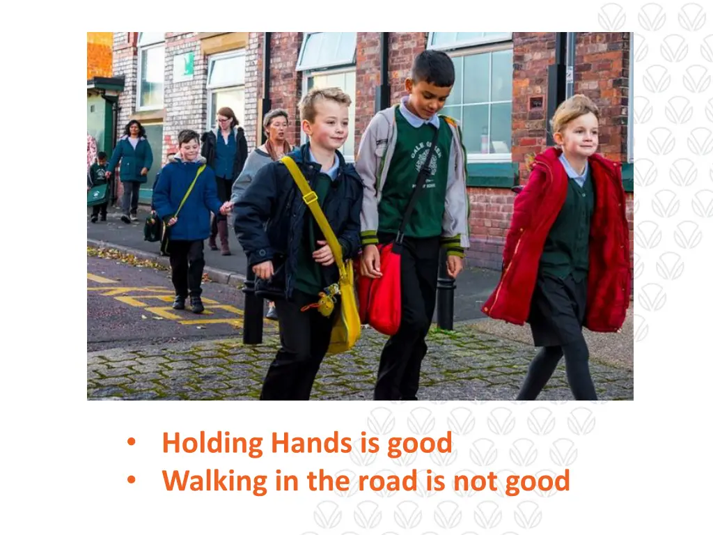 holding hands is good walking in the road