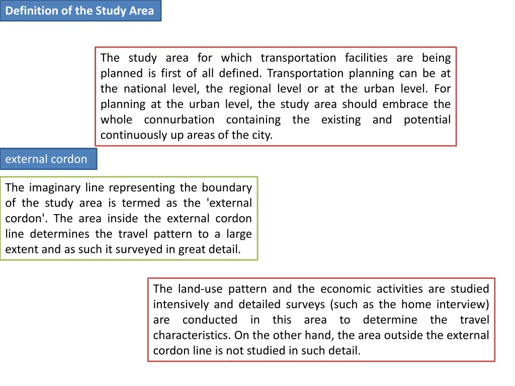 definition of the study area