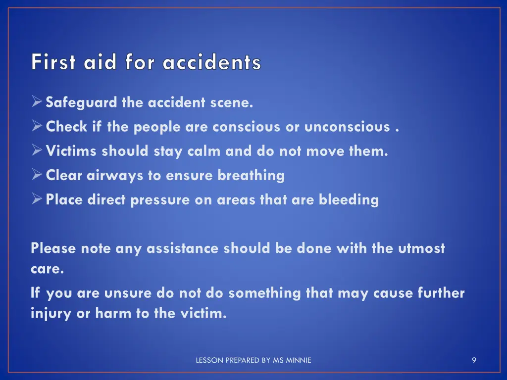 first aid for accidents