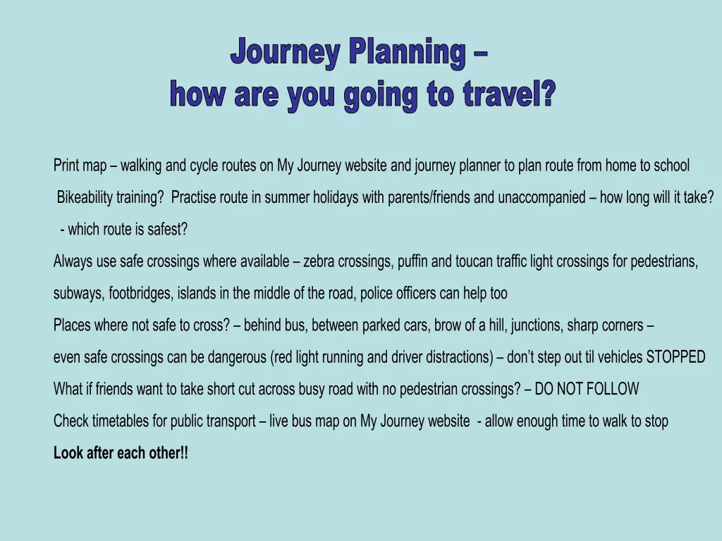 journey planning how are you going to travel