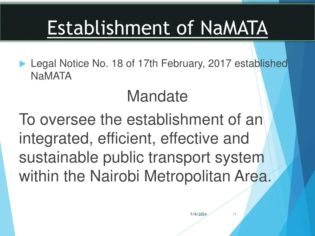 establishment of namata