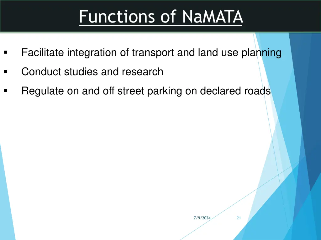 functions of namata 1