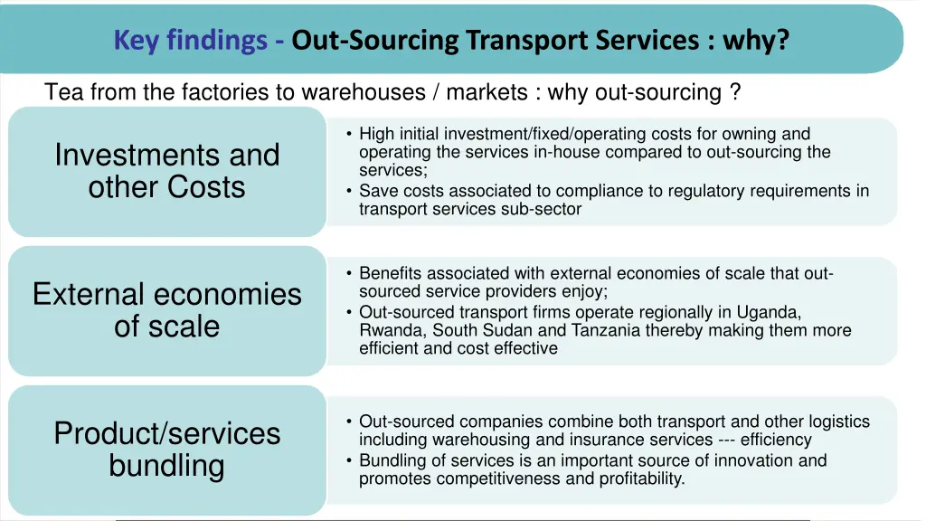 key findings out sourcing transport services why