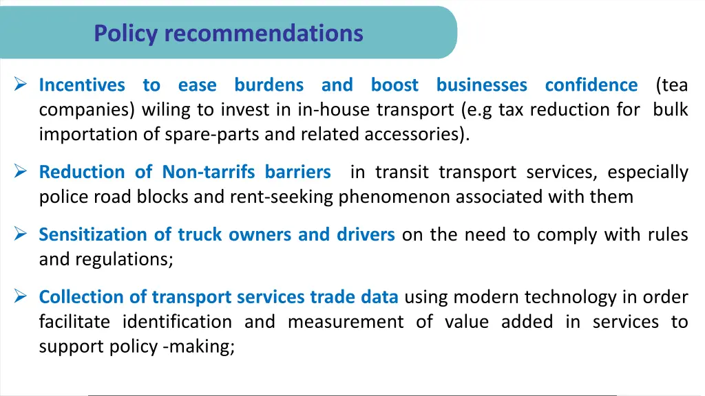 policy recommendations