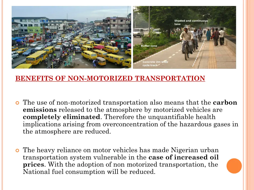 benefits of non motorized transportation